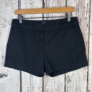 J. Crew Factory Black Mid-Rise Shorts Size 6 Soft Twill Side Pockets 100% Cotton